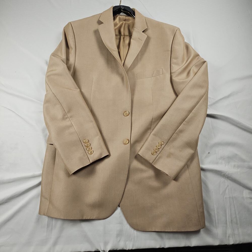 Mens 44L Tan Beige Blazer Sport Coat Two Button Business Casual by Lauren Ralph
